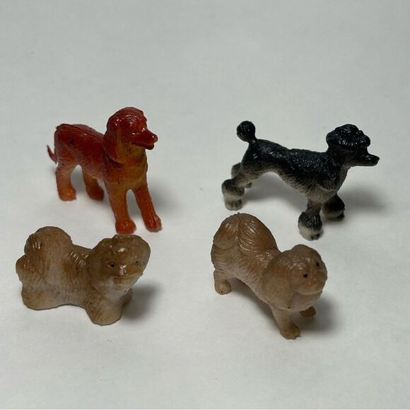Set Of 4 Rubber Dog Figure Pencil Topper Poodle, Pekingese, Yorkie, Afghan Hound - Picture 1 of 14